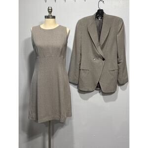 Vtg Womens Dress and Suit Jacket Blazer Set Sz 8 Herringbone Wool Blend USA Made